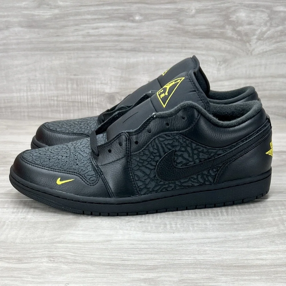 Nike Air Jordan 1 Low SE Black Tour Yellow New Men Size 10.5